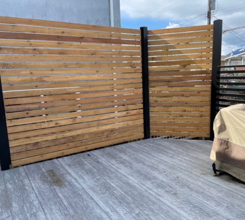 Railing Style #25 - Aluminum + Cedar Privacy Wall