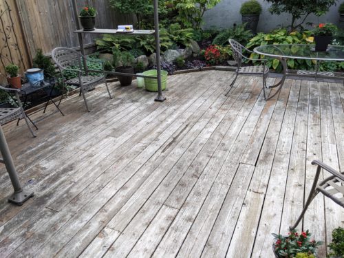 Burnaby Composite Toasted Sand Garden Deck - BEFORE